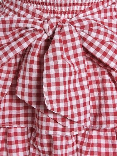 BEAUDRM Women's Y2k Gingham Ruffle Skirt Bow Cute Layered Skort | Plaid Skirt, Pleated, Tiered, A-Line, Rave, Festival, Party, Country Concert Outfits thumbnail 5