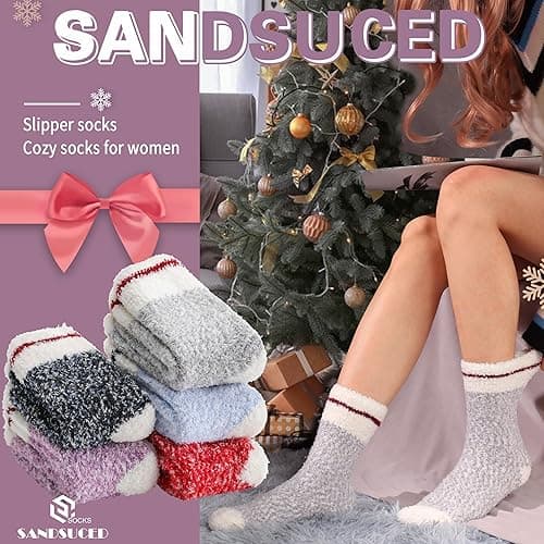 Womens Fuzzy Socks Fluffy Slipper Winter Warm Thick Plush Fleece Sleep Soft Home Socks thumbnail 3