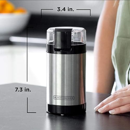 BLACK+DECKER One Touch Coffee Grinder, 2/3 Cup Coffee Bean Capacity, Spice Grinder, One Touch Push-Button Control -150 Watts -Stainless Steel Blades thumbnail 2