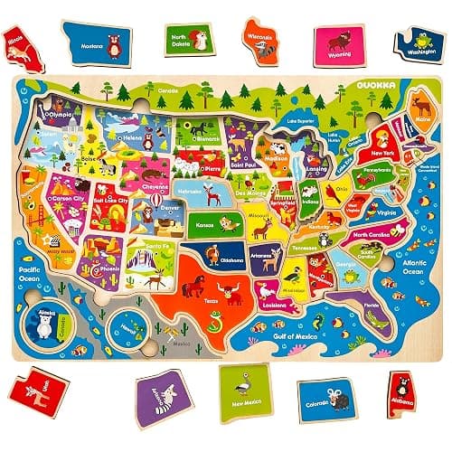 QUOKKA Puzzles for Kids Ages 4-6 - 3 Set Toddler Kids Puzzles Ages 3-5 - Learning United States Games for Childrens 6-8 - Educational Toys for 3 Year Old Boys and Girls - Award Winning thumbnail 7