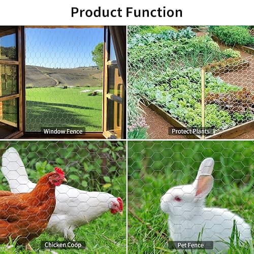 Chicken Wire 13.7 in x 393.7 in Poultry Wire Netting Hexagonal Galvanized Mesh Garden Fence Barrier for Pet Rabbit Chicken Fencing with 100 Pcs Cable Zip Ties thumbnail 5