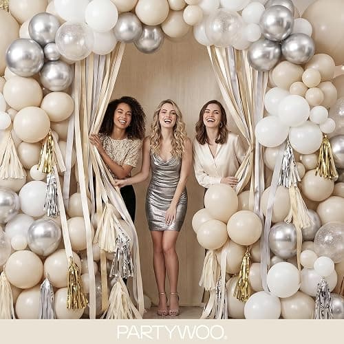 PartyWoo White Sand Balloons 140pcs Off White Beige Cream Ivory Color | Different Sizes of 18 12 10 5 Inch Balloons for Wedding Birthday Graduation Anniversary Party Decorations White-F12 thumbnail 5