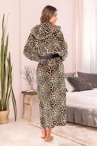 Alexander Del Rossa Plush Fleece Robe for Women, Long Hooded Bathrobe with Hood, Plus Size thumbnail 3