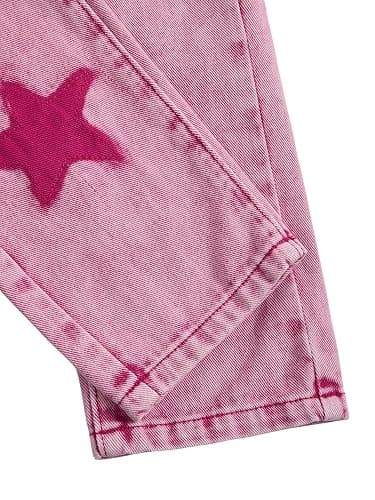 WDIRARA Toddler Girl's Star Print High Waisted Jeans Denim Pants with Pockets thumbnail 6