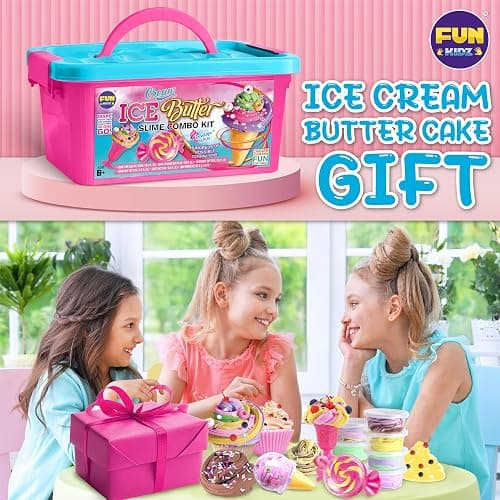 Gift Butter Slime Kit for Girls 10-12, FunKidz Ice Cream Soft Slime Making Kit Ages 8-12 Kids Slime Toys Ideal Birthday Party Present thumbnail 6