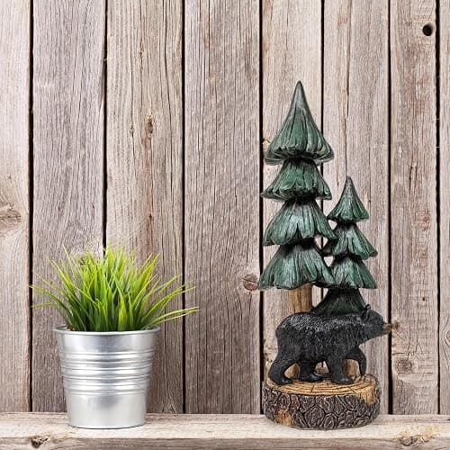 BestGiftEver Rustic Bear with Pine Tree Tabletop Figurine - Woodland Forest Cabin Lodge Décor - Standing Resin Bear Statue for Mountain Home Decoration thumbnail 9