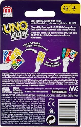 Mattel Games UNO FLIP! Family Card Game, with 112 Cards, Makes a Great Game for 7 Year Olds and Up thumbnail 4