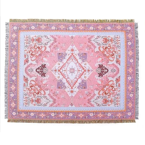 LumiSyne Couverture Plaid En Coton Tissé Avec Gland Style Ethnique Bohème Motif Géométrique Aztèque Navajo Jeté De Lit Jeté De Canapé Couvre-Lit Couverture De Camping Tapisserie Nappes Tapis 160x130cm - Image 1