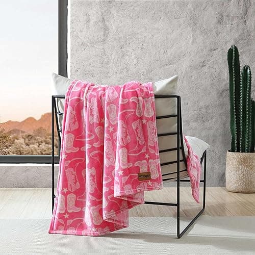 Wrangler - Throw Blanket, Super Soft Premium Plush Bedding, Western Luxurious Bedding, Yellowstone Inspired, Oeko-Tex Certified (Knockin Boots Pink, 50 x 60) thumbnail 6