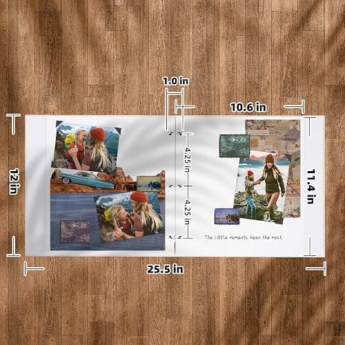 Vienrose Photo Album Scrapbook, 3 Ring 12" x 12" Linen Cover Kraft Paper Memory Book with 50 Sheets 100 Pages, Scrapbook Set for Wedding, Anniversary, Family, Travel, Beige thumbnail 3