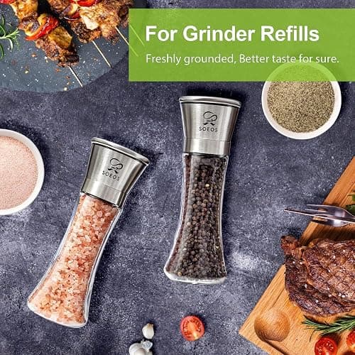 Soeos Pink Salt 39 Oz + Black Peppercorns 18oz, Coarse Grain, 2 Set | Pink Salt for Grinder Refill, Salt and Pepper Grinder, Non-GMO Verified, Spice Set thumbnail 7