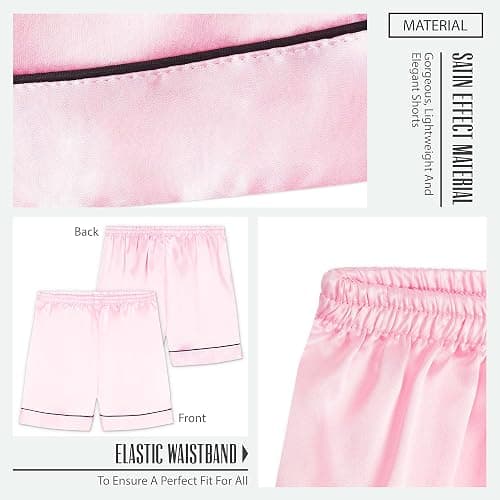 CityComfort Girls Pyjamas for Kids & Teenagers Summer Nightwear Sets Button Down Satin Short PJs Breathable Soft Loungewear Short Sleeved Jammies for Girls - 15-16 Years - Pink thumbnail 3