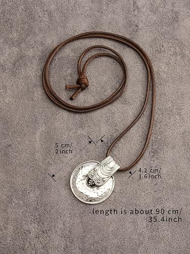Bjesinmo Leather Necklace for Women Long Boho Pendant Hippie Choker Necklace Bohemian Layered Leather Rope Wooden Jewelry Gifts thumbnail 6