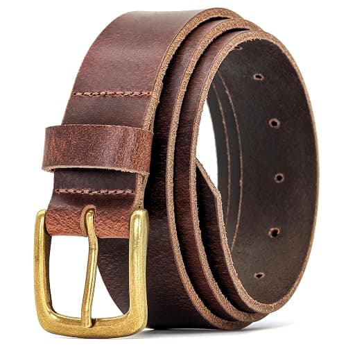 Ashford Ridge Made in England 34mm Full Hide Leather Belt with Brass Colour Buckle - Image 1