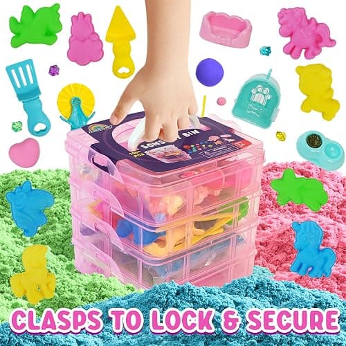 AGENTLAN Stackable Sensory Bin, Unicorn & Pet Sensory Sand, Unicorn and Pet Sandbox with Play Sand for Toddlers Boys and Girls, Kids Toys Gift for Age 3 4 5 6 7 8+ thumbnail 5