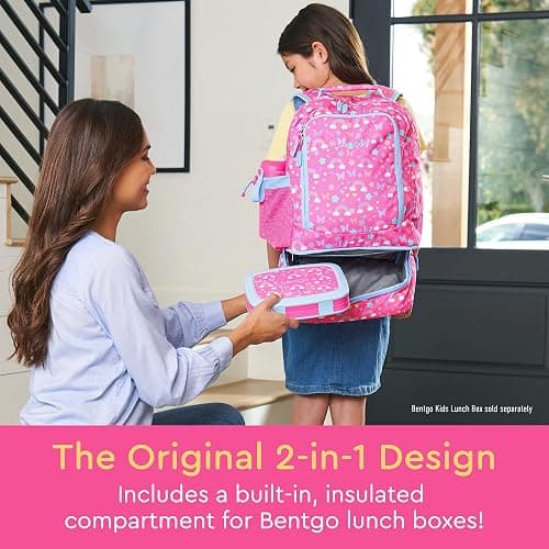 Bentgo Kids 2-in-1 Backpack & Insulated Lunch Bag - Durable 16” Backpack & Lunch Container in Unique Prints for School & Travel - Water Resistant, Padded & Large Compartments (Rainbows & Butterflies) thumbnail 2
