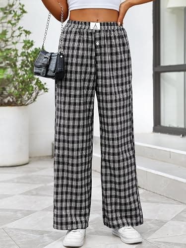 ANRABESS Womens Striped Gingham Pants 2025 Pajama Lounge Boxer Pants Cute Comfy PJ Bottoms with Pockets Y2K Plaid Outfits thumbnail 5
