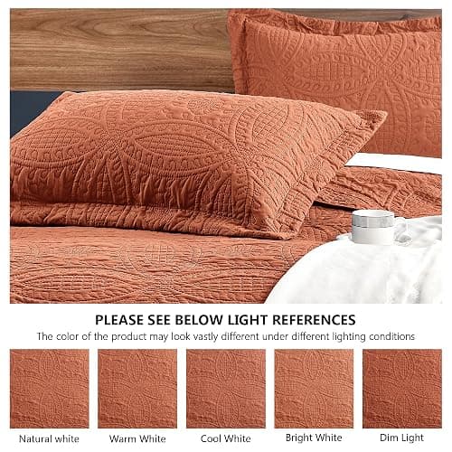 Love's cabin Quilts for Queen Bed Umber Bedspreads - Soft Bed Summer Lightweight Bedspread Comforter - Modern Style Coin Pattern Coverlet for All Season - 3 Pieces (1 Quilt, 2 Pillow Shams) thumbnail 5