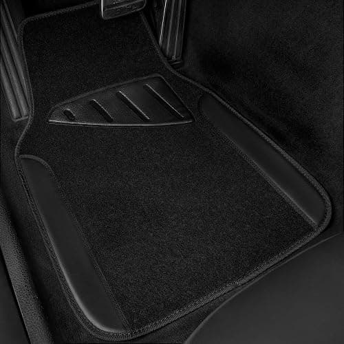 CAR PASS Waterproof Universal Fit Car Floor Mats, Faux Leather Car Carpet Mats, Black Car Mats with Anti-Slip Nibbs Backing & Driver Heel Pad Fit for SUV,Vans,sedans, Trucks,Set of 4pcs(All Black) thumbnail 8