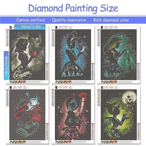 KEYRANKE 6 Pack Disney Diamond Art Kits Adults, Diamond Painting Disney Kits, Cross Stitch Full Drill Shiny Diamond Embroidery Pictures Arts Craft for Christ-mas Gift 12X16inch thumbnail 6