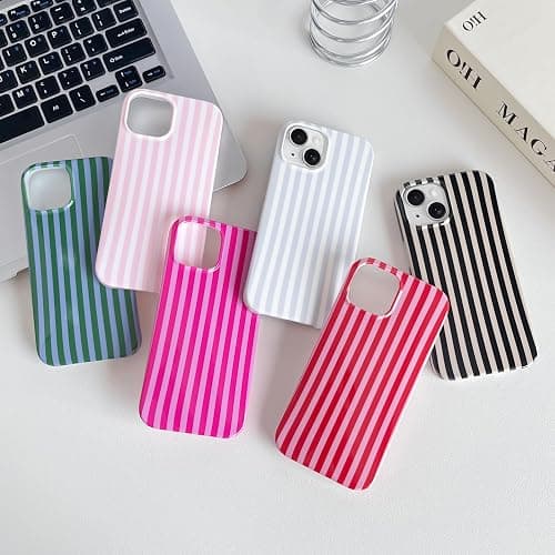 Yeddabox for iPhone 15 Case Cute Striped Phone Case Soft TPU Slim Shockproof Phone Cover for Women Girls, Pink thumbnail 7