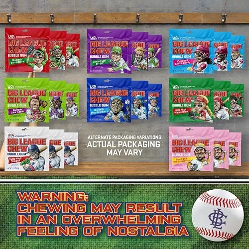 Big League Chew Variety Pack - Chewing Bubble Gum, Pack of 24, 8 Flavors | Classic Bubble Gum Variety Pack for Baseball Treats - Baseball Chewing Gum for Kids, Party Favors & More - Softball Candy thumbnail 4