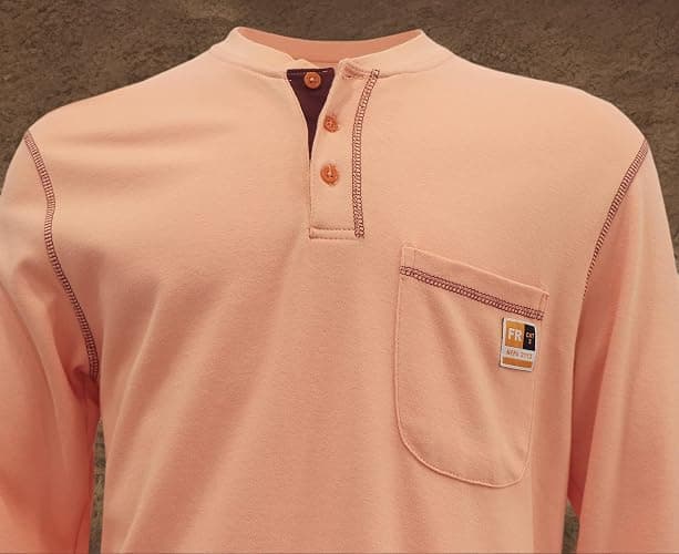 KONRECO FR Shirts for Men Long Sleeve Henley 7oz 100% Cotton FRC Clothing Welding Shirt - Medium - Orange thumbnail 7