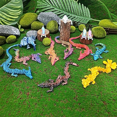 AQXYTK 13 Pcs 3D Printed Dragon Set and Articulated Animals, 7 Dragons 3 Cats, Flexible Fidget Toys for Desk Decor Stress Relief, Gifts Adults Kids thumbnail 2