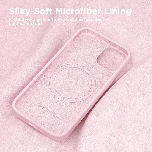 GolbinBox Magnetic for iPhone 13 Case & iPhone 14 Case, Compatible with MagSafe, [Soft Anti-Scratch Microfiber Lining], Slim Liquid Silicone Shockproof Protective Phone Case 6.1 inch, Chalk Pink thumbnail 6