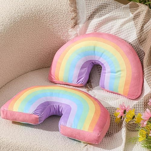 Chunful Rainbow Pillow Plush Arch Cushion,Macaron Colors,1 Pcs | Soft Stuffed for Girls Room, Cute Cushion for Bed Chair Home Decoration, 13.8x8.7x4 in Arch Decor, Christmas Lovely Gift thumbnail 5