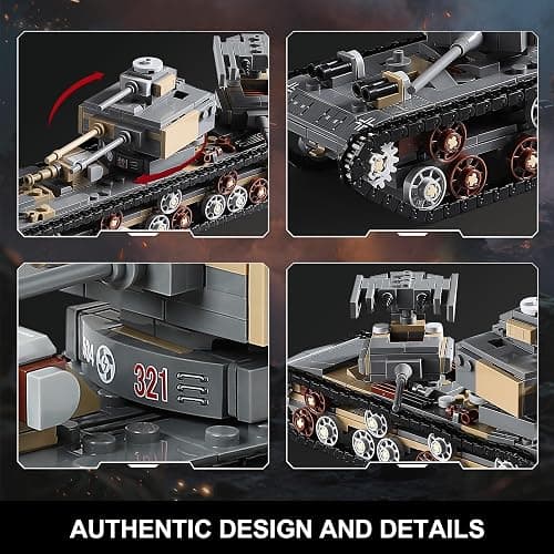 1165-Piece WW2 Army Tank Toys Building Sets Compatible with Lego, Create A Large KV-VI Military Models or 8 Set WWII Tanks, Great Gifts for Boys Kids thumbnail 5