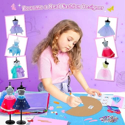 GOLMUD 1000+ Fashion Designer Kit for Girls, Sewing Kit with 4 Mannequins, DIY Art & Craft Activity for Kids, Girl Toys for Age 3 4 5 6 7 8 9 10 11 12+ Year Old Gifts thumbnail 5