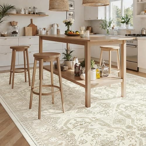Soalmost 8x10 Area Rugs, Washable Rugs, Large Stain Resistant Beige Area Rug for Living Room Bedroom Dining Room, Vintage Farmhouse Rug thumbnail 4