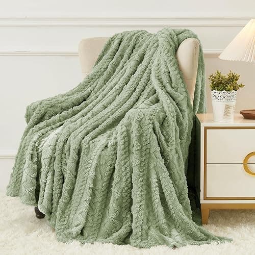 Aganear Flannel Throw Blanket - Cozy Soft Lightweight Fuzzy Blanket for Women Portable Throw Blankets for Couch, Warm Present for Birthday, Christmas, Halloween, Housewarming(50"x60", Sage Green) - Image 1