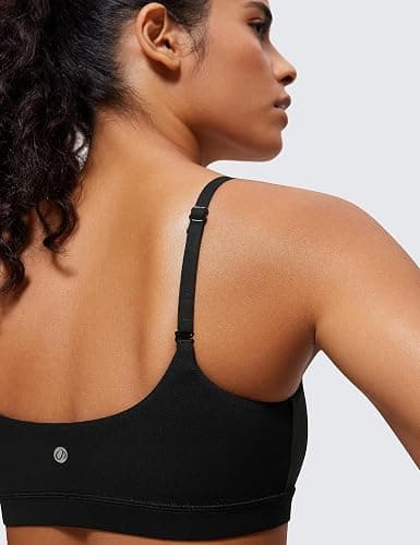 CRZ YOGA Butterluxe Adjustable Spaghetti Strap Sports Bras for Women - Scoop Neck Wireless Padded Yoga Workout Crop Top thumbnail 5