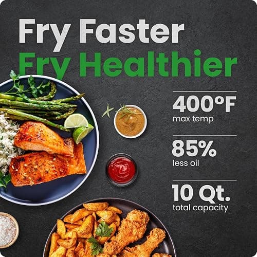 CHEFMAN Multifunctional Digital Air Fryer+ Rotisserie, Dehydrator, Convection Oven, 17 Touch Screen Presets Fry, Roast, Dehydrate, Bake, XL 10L Family Size, Auto Shutoff, Large Easy-View Window, Black thumbnail 3