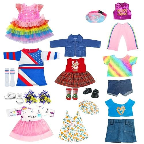 18-inch-Doll-Clothes-Accessories ARTST 18 Doll Accessories American Doll Clothing Dress Outfit Set with Hat Shoes Socks WaistBag for Girls thumbnail 3