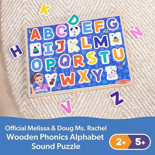 Melissa & Doug® Ms. Rachel™ Wooden Phonics Alphabet Sound Puzzle with Light-Activated Sound Effects, 26-Piece Toddler Toys for Boys and Girls Ages 2+ Years - FSC Certified thumbnail 9