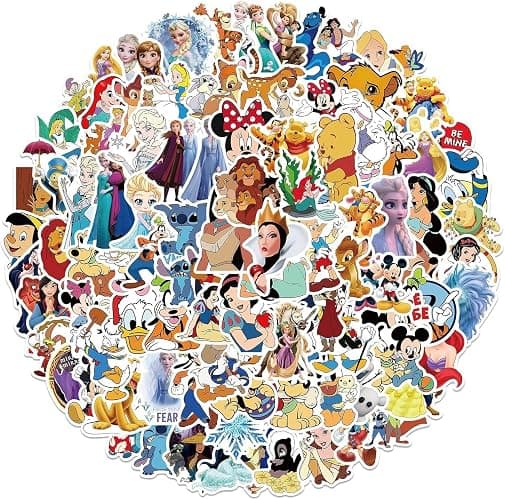 100pcs Cartoon Disney Mix Stickers for Kids, Cute Character Waterproof Vinyl Decal for Adult Teen Boy Girl Water Bottle Laptop Phone Skateboard Guitar Notebook Computer Luggage thumbnail 4