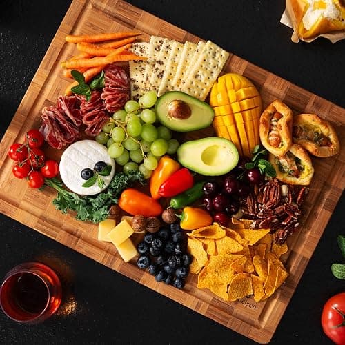 Bamboo Cutting Board Non Slip Heavy Duty Over Sink Wooden Wood Cutting Board for Kitchen Chopping Board Edge Grain Teak Smart Marble Flexible Round Stone Metal thumbnail 2