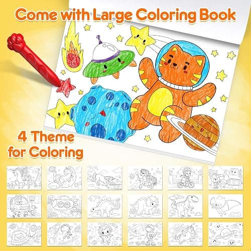 Mocoosy 18 Colors Jumbo Crayons for Toddlers 1-3, Mess-Free Washable Crayon with Coloring Book Set for Kids Ages 4-8, Non Toxic Crayons Kit Art Supplies Coloring Gift Travel Road Trip Activities thumbnail 4