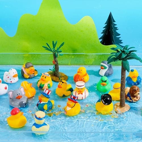 JOYIN 30 Pcs Rubber Ducks, Random Assortment Mini Rubber Duckie Toys with Mesh Carry Bag for Kids Baby Bath Shower Toys, Birthday Gifts, Summer Beach Pool Activity, Carnival, Holiday Party Favors thumbnail 8