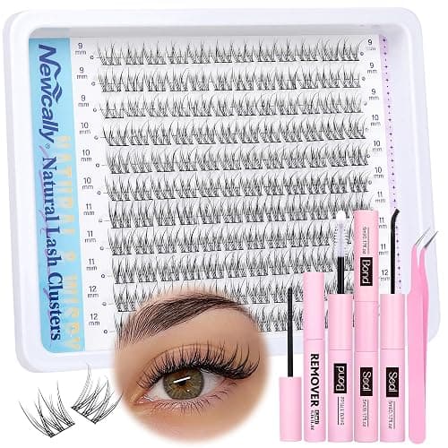 Natural Lash Clusters Kit DIY Lash Extension Kit Wispy Eyelash Extension Kit C-curly Individual Lashes Kit 9-12MM Short Eyelash Clusters with Lash Remover by Newcally thumbnail 8