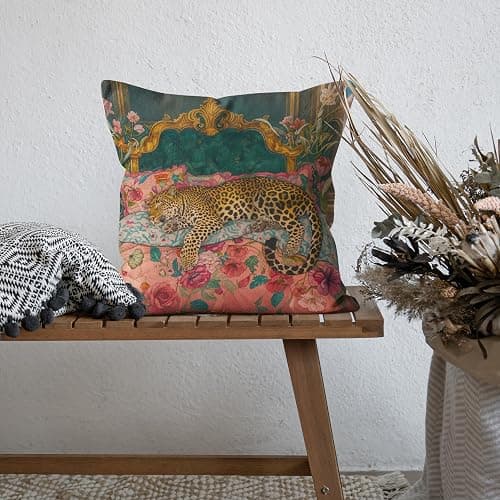WDSFHYJK Maximalist Funky Tiger Leopard Cheetah Pillow Covers 18x18, Eclectic Home Decor, Tropical Trendy Preppy Colorful Tiger Decorative Throw Pillow Covers Pillowcases for Living Room Bedroom thumbnail 5