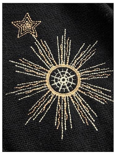 BEAUDRM Women's Cropped Cardigan Sweater Embroidered Cardigan Cropped Sweater Button Down Knit Top Outerwear thumbnail 4