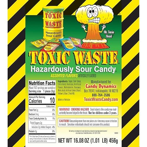 TOXIC WASTE - Hazardously Sour Candy - Apple, Watermelon, Lemon, Blue Raspberry, & Black Cherry Flavors - 1 lb. Bag thumbnail 2