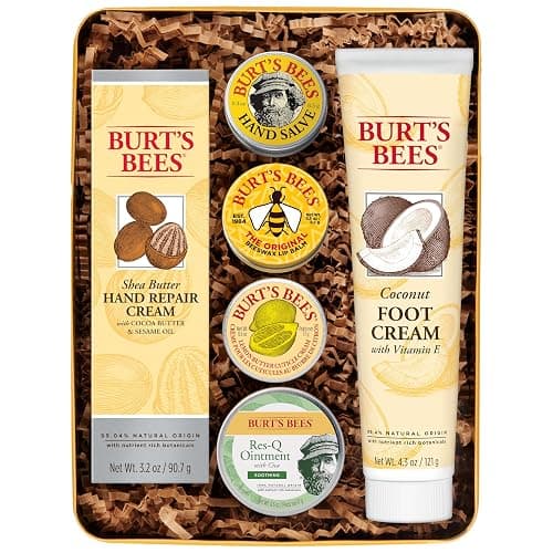 Burt's Bees Gifts Ideas - Classics Set, 6 Products in Giftable Tin – Cuticle Cream, Hand Salve, Lip Balm, Res-Q Ointment, Hand Repair and Foot Cream - Image 1