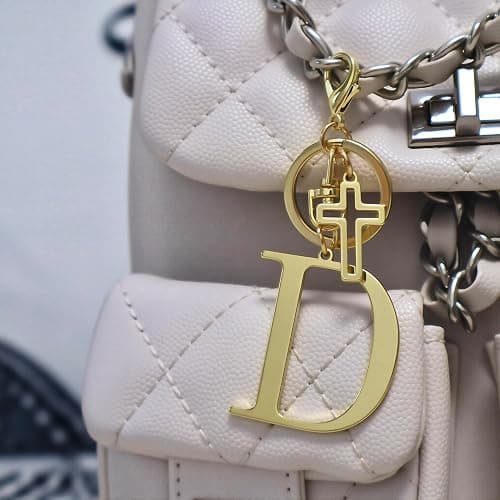Coprall Gold Initial Keychain for Women A-Z Letter Cross Keychains Alphabet Key Chain bag Accessories Gift for Christian thumbnail 4