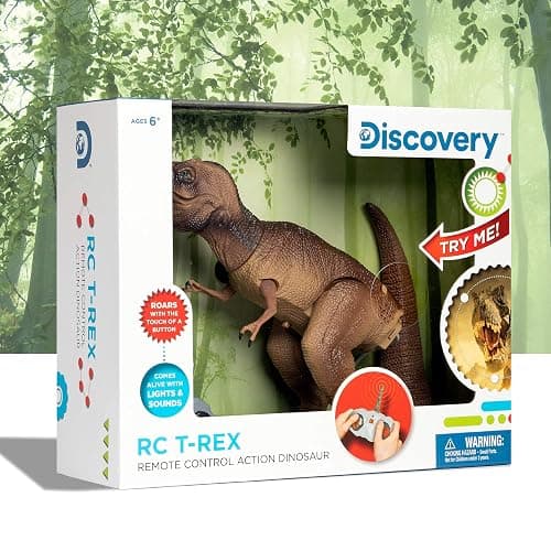 Discovery™ Remote Control T-Rex Dinosaur – Realistic Jurassic RC Action Figure with Walking Legs, Roaring Sounds, Chomping Mouth| Dinosaur Toys for Kids| Boys Toys RC Car Gift| Fun Dino for Ages 6+ thumbnail 8