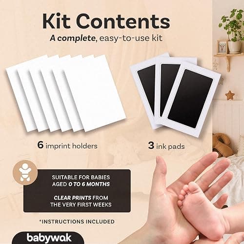 Baby Hand and Footprint Kit – Inkless Clean Touch, Non-Toxic for Newborn Skin, Keepsake for Boy or Girl, Inkless Footprint Kit for Babies, Dogs & Cats (Large (0–12 Months)) thumbnail 2